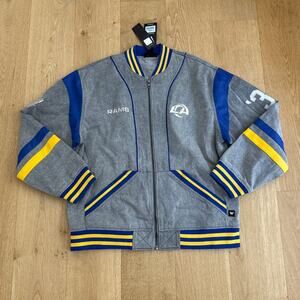 The Wild Collective LA Rams Jacket Retro Size L Gray Blue Yellow
